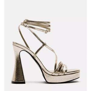 Zara Women's Metallic Bronze Strappy Heels